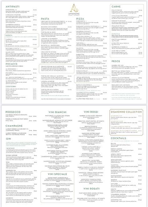 Alma Casino Aberdeen Menu