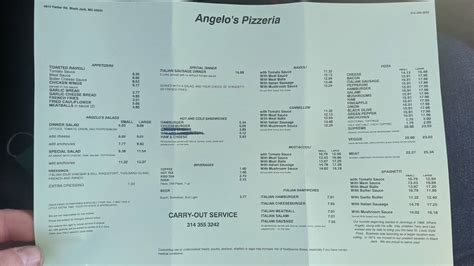 Angelo Pizza Blackjack Mo Menu