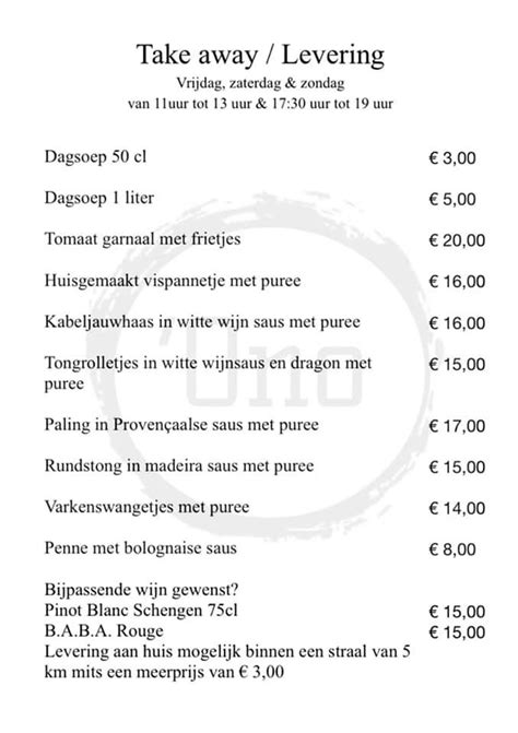 Menukaart Casino Middelkerke