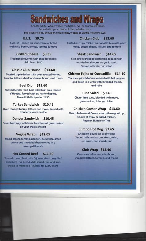 Nanaimo Casino Menu