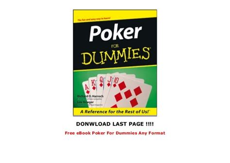 Poker For Dummies Epub Download